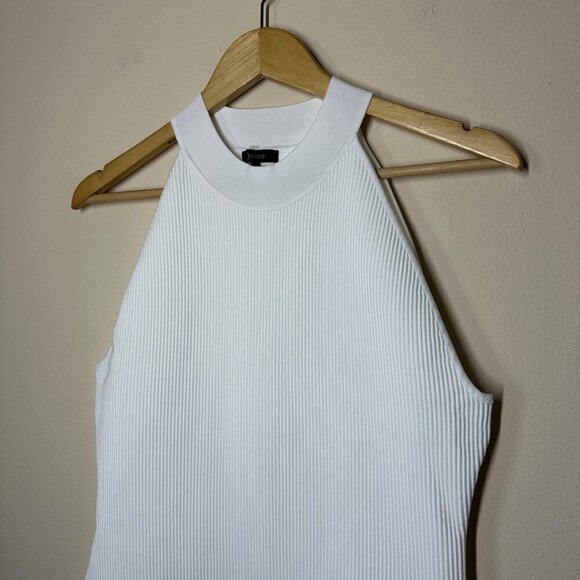 Quince High Neck Ribbed Knit Mini Dress Womens Size XL Minimalist Clean Girl - Picture 4 of 9